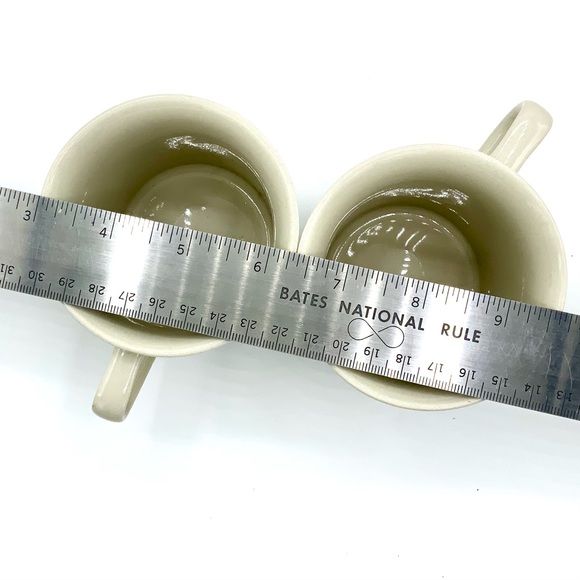 Vintage Stoneware Japan Cup Mug And Saucer Set Of 2 Off White Brown/Blue Striped - Picture 9 of 9